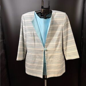 Sag Harbor Women 3 Piece Blue Skirt Suit Set Blazer Size 12 office career Church